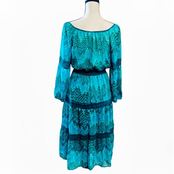 Anthropologie Fig and Flowers Bohemian Midi Dress in Blue/Green Medium - Picture 7 of 8